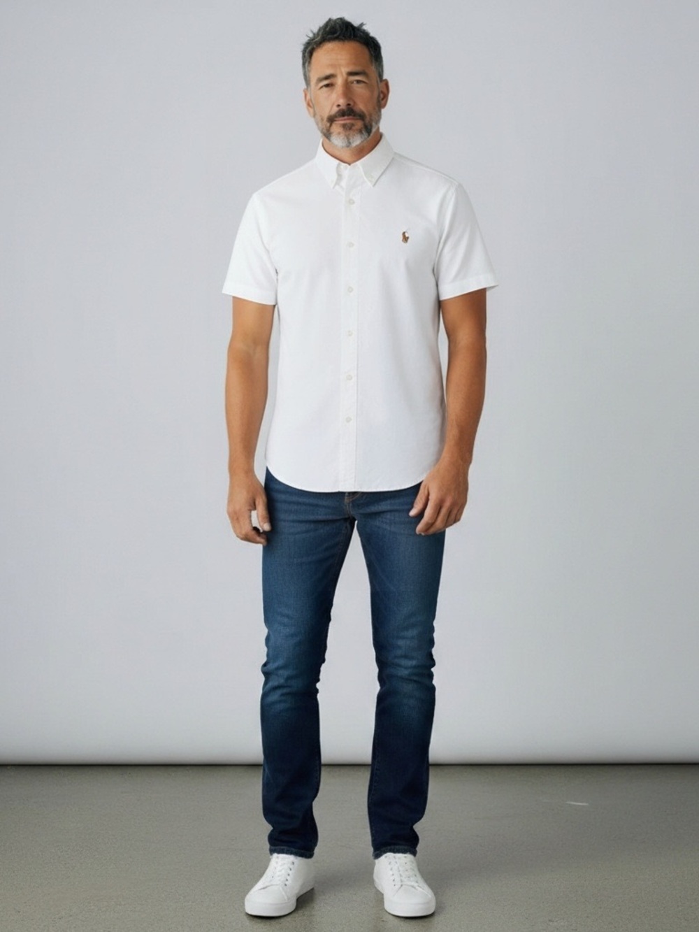 Polo by Ralph Lauren White Short-Sleeve Button-Down Shirt with Embroidered Pony